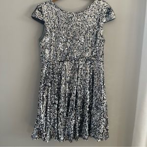 Silver DISCO Swing Dress with low back